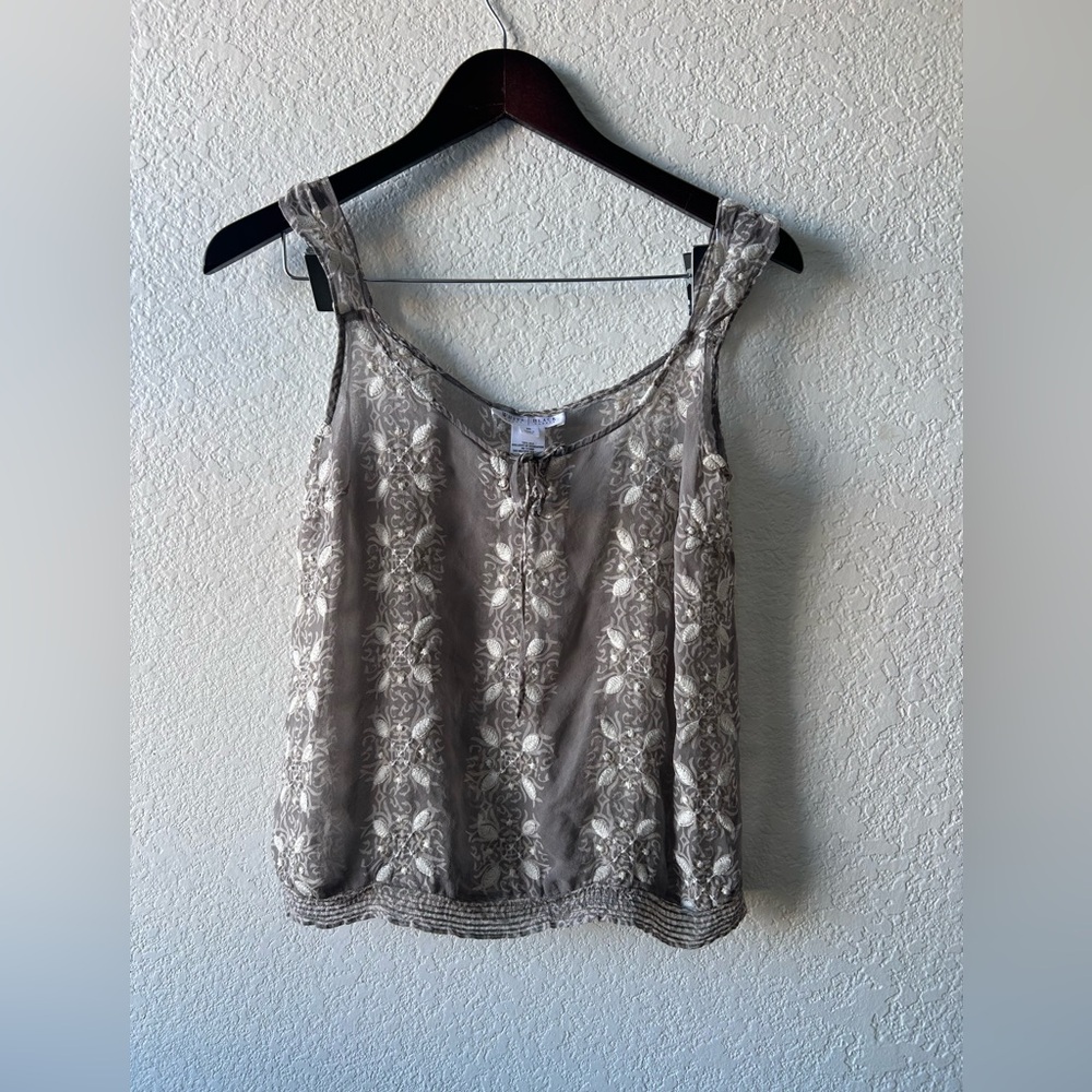 White House Black Market Silk Grey Sheer Camisole Square Neck Babydoll Y2K